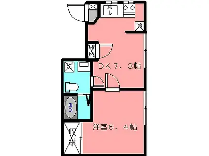 RARE・CUBE(1DK/2階)の間取り写真