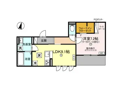 エルフォルク新神戸(1LDK/1階)の間取り写真
