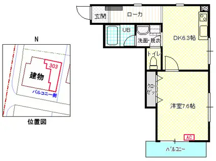 セイントワークス(1DK/2階)の間取り写真