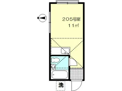 新調布ハイツB号館(ワンルーム/2階)の間取り写真