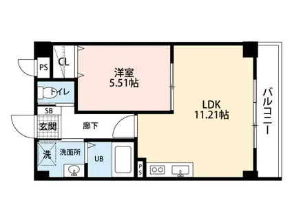 グランソシエ黒髪II(1LDK/2階)の間取り写真