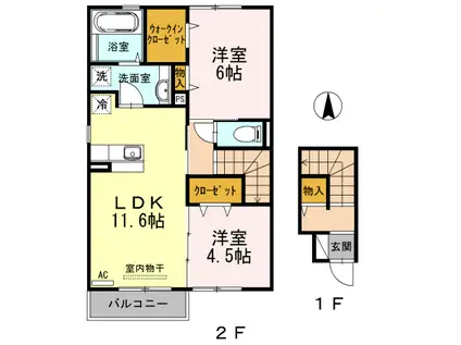 D-ROOM伊勢丘(2LDK/2階)の間取り写真