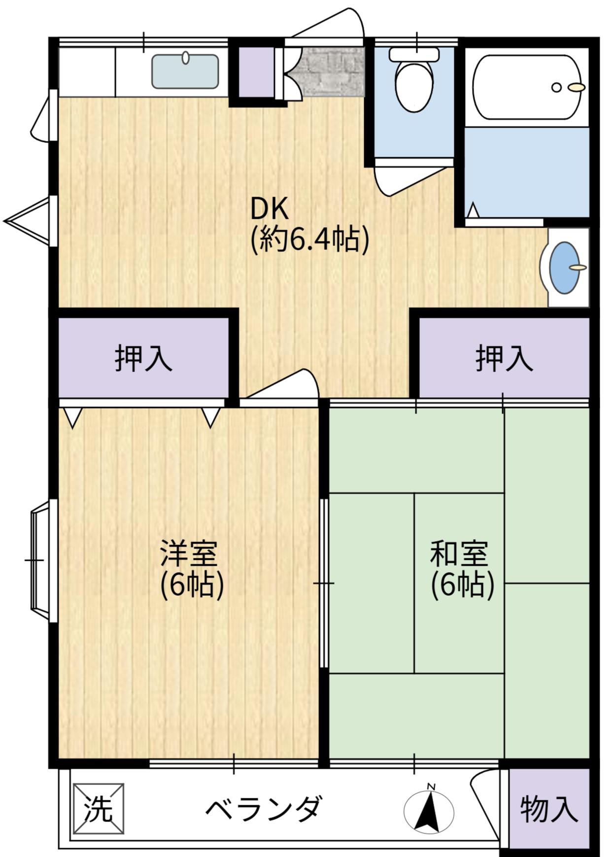 ハイツサカエ(2DK/1階)の間取り写真