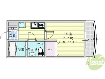 ライブコート北梅田(1K/11階)の間取り写真