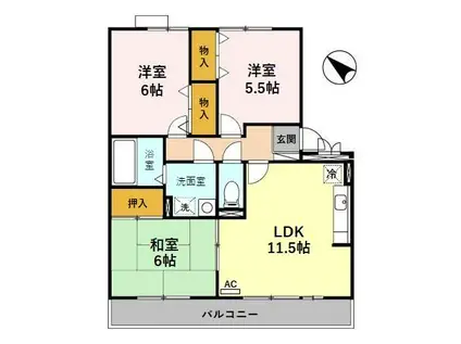 トリニティー21A棟(3LDK/2階)の間取り写真