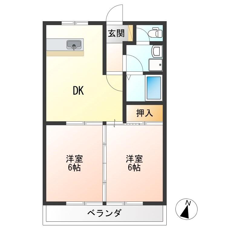 プラチナパレス宇都宮(2DK/3階)の間取り写真