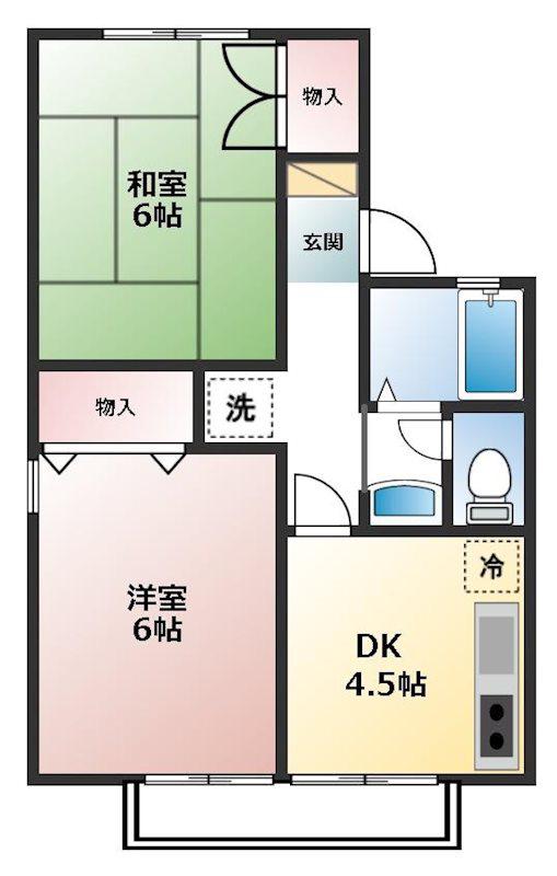 クイーンズ4(2DK/2階)の間取り写真