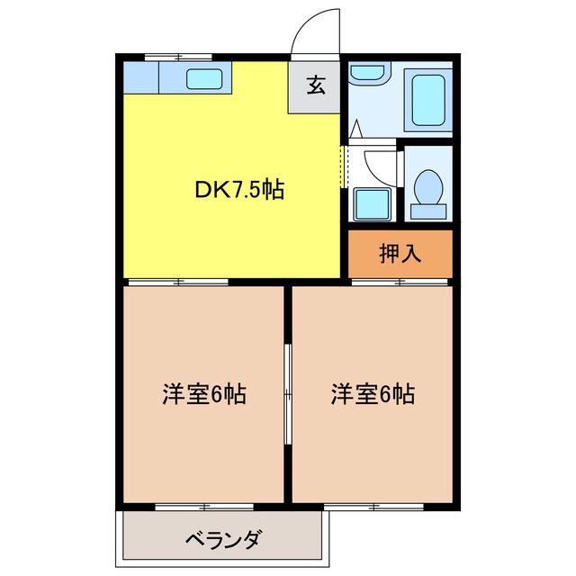フォーブルマキタ(2DK/2階)の間取り写真