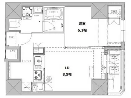 GENOVIA文京千駄木(1LDK/4階)の間取り写真