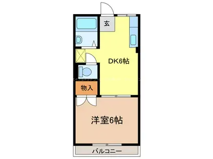 北条ライブタウンB(1DK/1階)の間取り写真