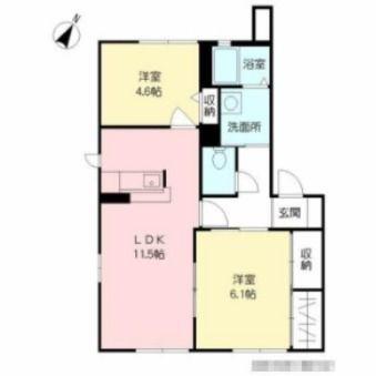 グランレーヴ B棟(2LDK/1階)の間取り写真