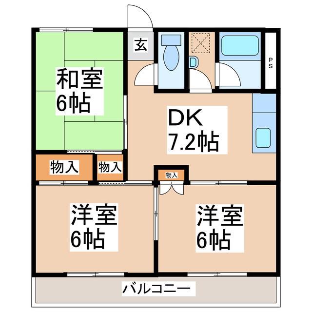 マンションあずま(3DK/2階)の間取り写真