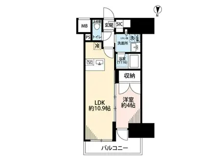 プレール・ドゥーク亀戸VI(1LDK/11階)の間取り写真