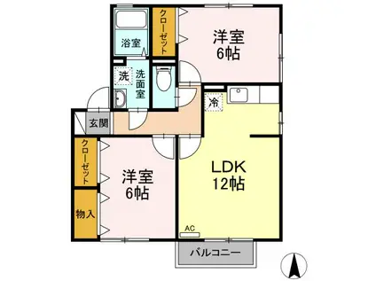 ドエル・ノア(2LDK/2階)の間取り写真