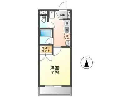 ウイングハイツ(1K/1階)の間取り写真