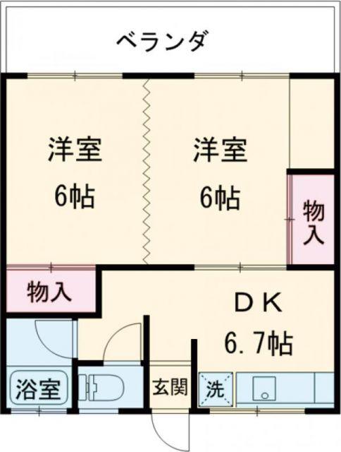 中嶋コーポ(2DK/1階)の間取り写真