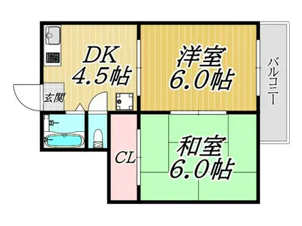フジハイツ武庫之荘I(2DK/2階)の間取り写真