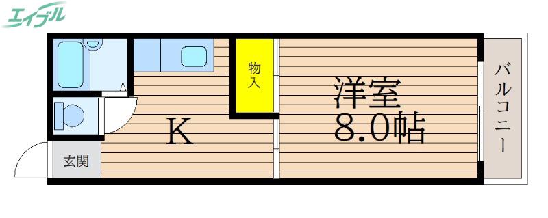 カーサ岡町(1K/3階)の間取り写真
