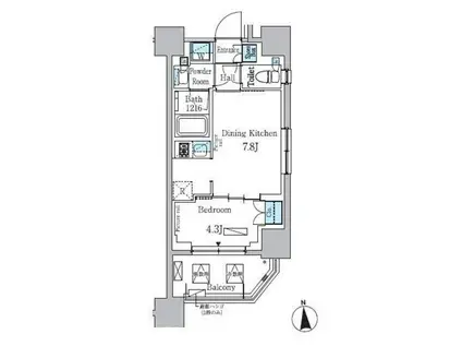 パークアクシス学芸大学レジデンス(1DK/8階)の間取り写真