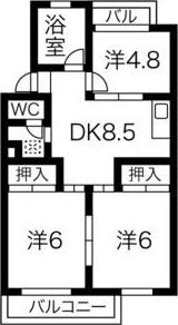 杉本ビル(3DK/4階)の間取り写真