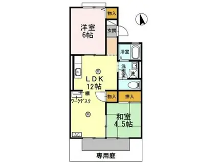 エル タチバナ B棟(2LDK/1階)の間取り写真