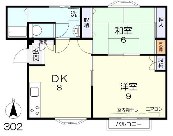 ＪＲ山陽本線 東岡山駅 徒歩24分 4階建 築40年(2DK/4階)の間取り写真