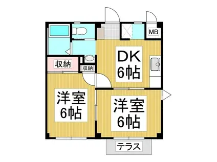 コーポ青垣A(2DK/1階)の間取り写真