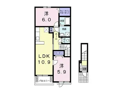 フェリジータIII(2LDK/2階)の間取り写真