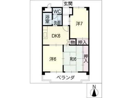 ウエストイン(3DK/3階)の間取り写真
