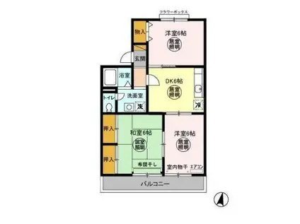 ウェルセッジ請西 II(3DK/1階)の間取り写真