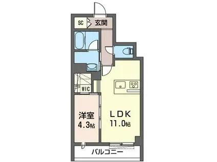 アクアガーデン(1LDK/2階)の間取り写真