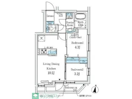 プライムブリス中野富士見町II(2LDK/3階)の間取り写真