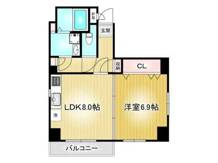 プロスパー第7ビル(1LDK/5階)の間取り写真