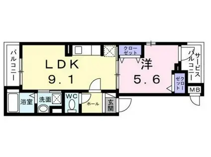 プチジャルダン(1LDK/3階)の間取り写真