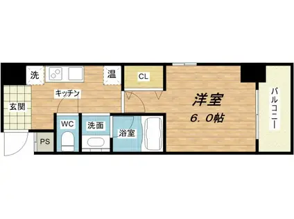 ウイングコート船場(1K/10階)の間取り写真