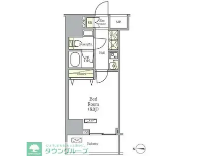 グラシアプレイス曳舟(1K/5階)の間取り写真