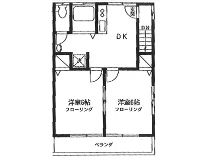 船堀ハイツ(2DK/3階)の間取り写真