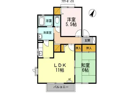 ヘルメス(2LDK/1階)の間取り写真