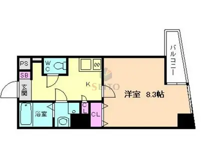 リバーコート(1K/2階)の間取り写真