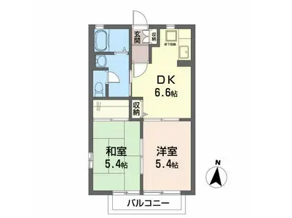 カーサ東勝山(2DK/1階)の間取り写真