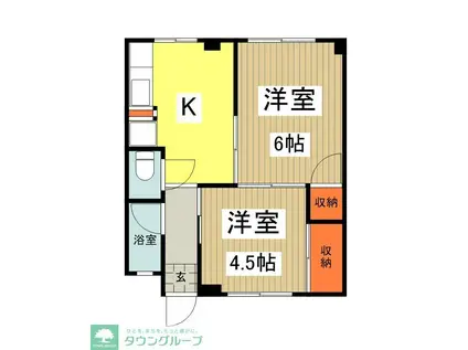 黒部ビル(2K/3階)の間取り写真