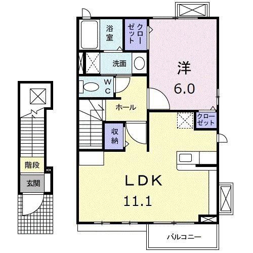 アンジュ(1LDK/2階)の間取り写真