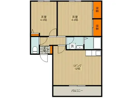 モダニティーハウス(2LDK/2階)の間取り写真