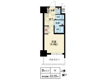 スプランディッド阿倍野(1K/12階)の間取り写真