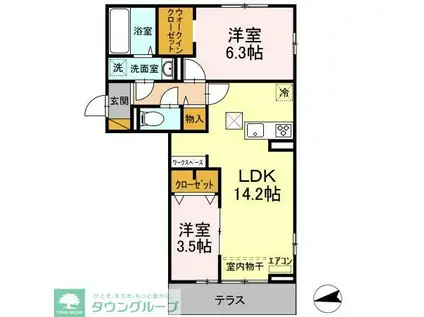 シャルム(2LDK/1階)の間取り写真