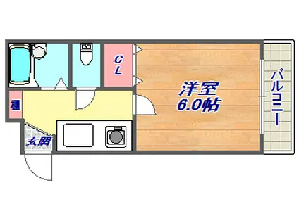 住吉スカイブルー(1K/1階)の間取り写真