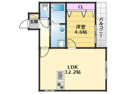 ウエムラグレース忠岡町(1LDK/3階)の間取り写真