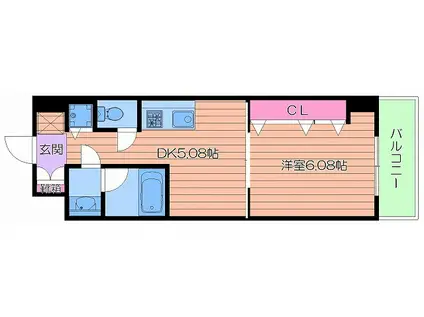 関目タウンビル(1DK/4階)の間取り写真