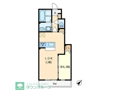 SWEET HOMEII(1LDK/1階)の間取り写真