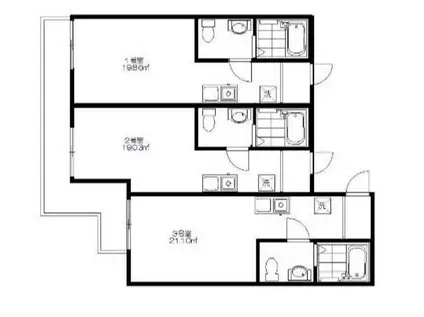 マカロン相模原(ワンルーム/3階)の間取り写真